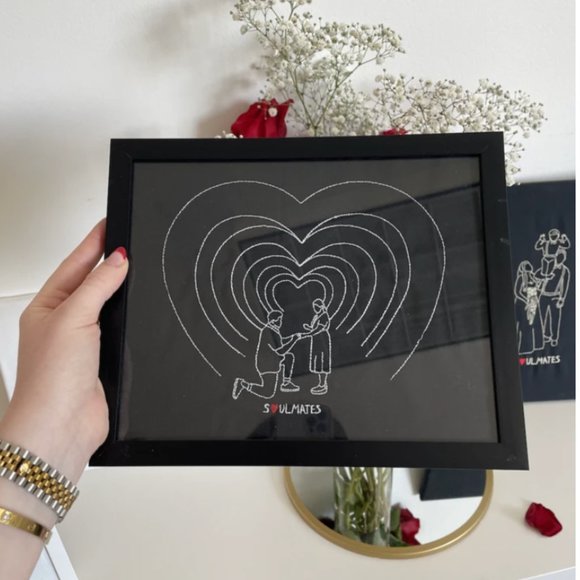 Custom Soulmate©Personalized Embroidery Picture Frame - Picture 1 of 5